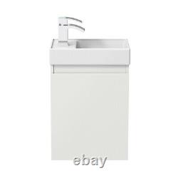 Gloss White Wall Hung 400mm Slimline Vanity Unit Basin Sink Cloakroom Bathroom