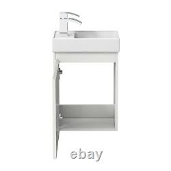 Gloss White Wall Hung 400mm Slimline Vanity Unit Basin Sink Cloakroom Bathroom