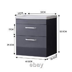 Glossy Bathroom Floor Standing/Hung Vanity Unit & Sink Basin Cabinet Black&White