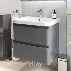 Grey Bathroom Furniture Vanity Unit Basin Storage Cabinet Toilet WC Soft Close