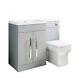 Grey Bathroom Sink Vanity Unit With Square Toilet Left Hand Basin Storage