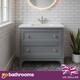 Grey Bathroom Vanity Unit With White Quartz Worktop 2 Drawer Storage 1000mm