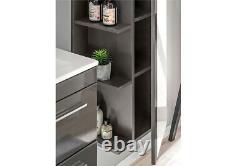 Grey Gloss Bathroom 600mm Vanity Sink Basin Wall Hung Cabinet Drawers Unit Twist