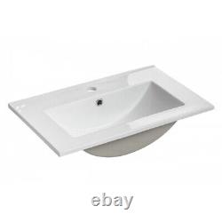 Grey Gloss Bathroom 600mm Vanity Sink Basin Wall Hung Cabinet Drawers Unit Twist