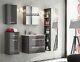 Grey Gloss Bathroom Set Vanity Sink Basin Wall Hung Cabinet Drawers Unit Twist