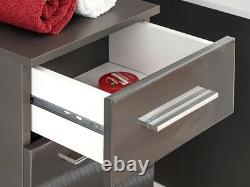 Grey Gloss Bathroom Set Vanity Sink Basin Wall Hung Cabinet Drawers Unit Twist