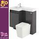 Grey Gloss Bathroom Sink And Toilet Unit 900mm Combination Sink Unit Wc Unit Lh