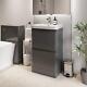 Grey Gloss Free Standing Vanity Unit 500mm Width Modern Bathroom Storage