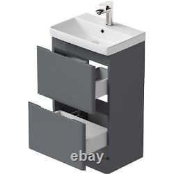 Grey Gloss Free Standing Vanity Unit 500mm Width Modern Bathroom Storage