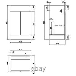 Grey Gloss Freestanding Cloakroom Vanity Unit with Basin 500mm Modern Bathroom