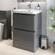 Grey Gloss Freestanding Vanity Unit With Basin 600mm Modern Bathroom Storage