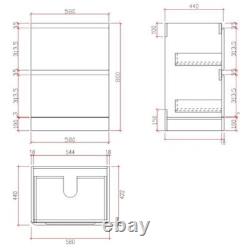 Grey Gloss Freestanding Vanity Unit with Basin 600mm Modern Bathroom Storage