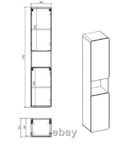 Grey Gloss & Oak Bathroom Furniture Set 600 Vanity Sink Unit Wall Cabinet Arub