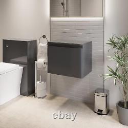 Grey Gloss Wall Hung Countertop Vanity Unit without Basin 500mm Modern Bathroom