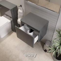 Grey Gloss Wall Hung Countertop Vanity Unit without Basin 500mm Modern Bathroom