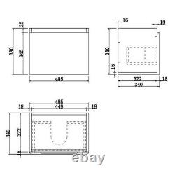 Grey Gloss Wall Hung Countertop Vanity Unit without Basin 500mm Modern Bathroom