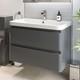 Grey Gloss Wall Hung Vanity Unit & Basin 800mm Width Modern Bathroom Storage