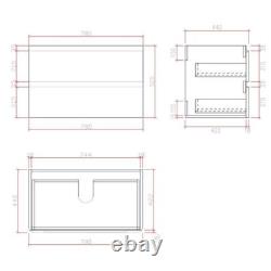 Grey Gloss Wall Hung Vanity Unit & Basin 800mm Width Modern Bathroom Storage
