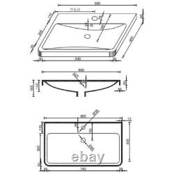 Grey Gloss Wall Hung Vanity Unit & Basin 800mm Width Modern Bathroom Storage