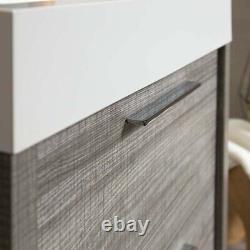 Grey Oak Effect Vanity Unit Resin Basin 75cm Standing Bathroom Sink & Storage