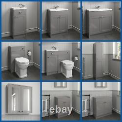 Grey Traditional Bathroom Furniture Vanity Unit Toilet Mirror Storage Cabinet