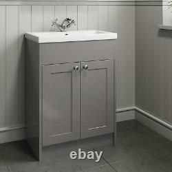 Grey Traditional Bathroom Furniture Vanity Unit Toilet Mirror Storage Cabinet
