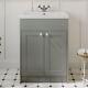 Grey Traditional Freestanding Vanity Unit With Basin 600mm Traditional Bathroom