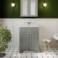 Grey Traditional Freestanding Vanity Unit with Basin 600mm Traditional Bathroom