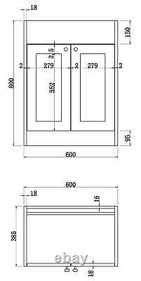 Grey Traditional Freestanding Vanity Unit with Basin 600mm Traditional Bathroom