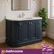Grey Traditional Vanity Unit Bathroom Sink Marble Top Curved Bathroom Unit 120cm