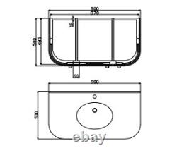 Grey Traditional Vanity Unit Bathroom Sink Marble Top Curved Bathroom Unit 120cm