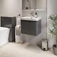 Grey Wall Hung Vanity Unit 500mm Width Modern Bathroom Storage