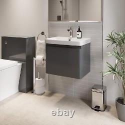 Grey Wall Hung Vanity Unit 500mm Width Modern Bathroom Storage