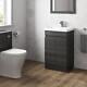 Grey Wood Freestanding Cloakroom Vanity Unit With Basin 500mm Modern Bathroom