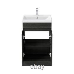 Grey Wood Freestanding Cloakroom Vanity Unit with Basin 500mm Modern Bathroom