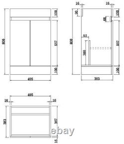 Grey Wood Freestanding Cloakroom Vanity Unit with Basin 500mm Modern Bathroom