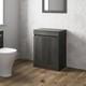 Grey Wood Freestanding Countertop Vanity Unit Witho Basin 600mm Doors Modern Bath