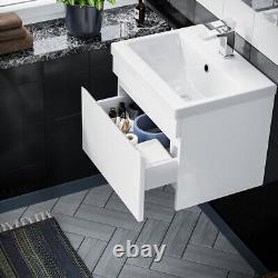Hardie 500mm 1 Drawer White Wall Hung Vanity Cabinet and Basin Sink Unit