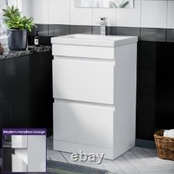 Hardie 500mm 2 Drawer White Vanity Cabinet And Basin Sink Unit Floor Standing