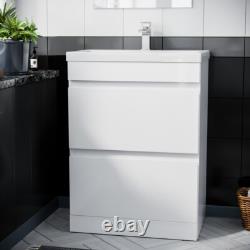 Hardie 500mm 2 Drawer White Vanity Cabinet And Basin Sink Unit Floor Standing