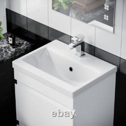Hardie 500mm 2 Drawer White Vanity Cabinet And Basin Sink Unit Floor Standing