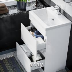 Hardie 500mm 2 Drawer White Vanity Cabinet And Basin Sink Unit Floor Standing