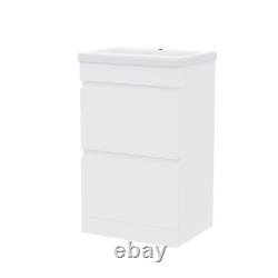 Hardie 500mm 2 Drawer White Vanity Cabinet And Basin Sink Unit Floor Standing