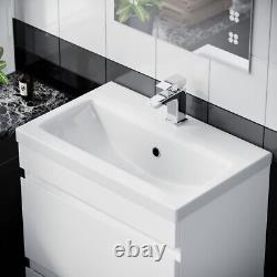 Hardie 600mm 2 Drawer White Floorstanding Vanity Cabinet and Basin Sink Unit