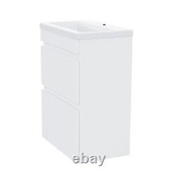 Hardie 600mm 2 Drawer White Floorstanding Vanity Cabinet and Basin Sink Unit