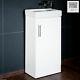 High Gloss White Compact Bathroom Cabinet Vanity Unit Basin Sink Cloakroom 400mm