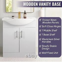 Home Treats 450 Vanity Unit Furniture, Ceramic Wash Basin Sink, Storage Cabinet