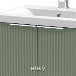 Hudson Reed Floor Standing 500mm Fluted Green Basin Vanity Unit Bathroom Sink