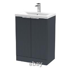 Hudson Reed Floor Standing 600mm Fluted Anthracite Basin Vanity Unit Bathroom