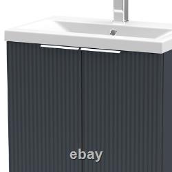 Hudson Reed Floor Standing 600mm Fluted Anthracite Basin Vanity Unit Bathroom